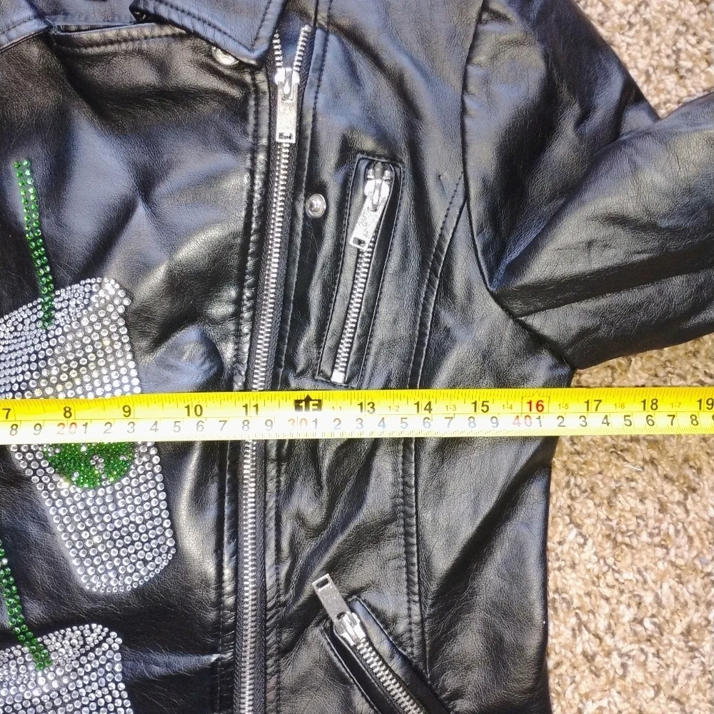 Custom Starbucks lover faux leather jacket size small black